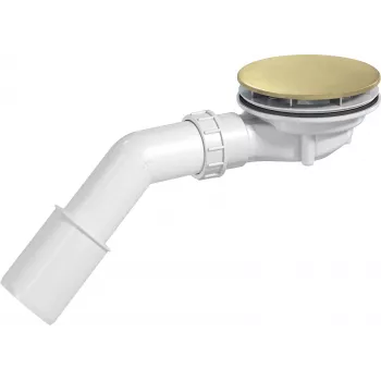 DEANTE NHC_R29D Sifón de plato de ducha con acceso de limpieza superior, rejilla cromada, cuerpo blanco, orificio de desagüe Ø90 mm, salida Ø50/40 mm