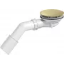 DEANTE NHC_R29D Sifón de plato de ducha con acceso de limpieza superior, rejilla cromada, cuerpo blanco, orificio de desagüe Ø90 mm, salida Ø50/40 mm