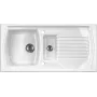 DEANTE ZCL_651N Fregadero de cocina de cerámica de 1,5 cubetas con escurridor, blanco