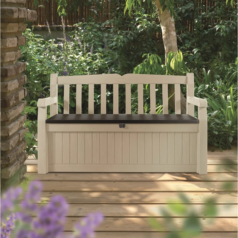 KETER Banco de almacenamiento Eden Banco de jardín 265L beige