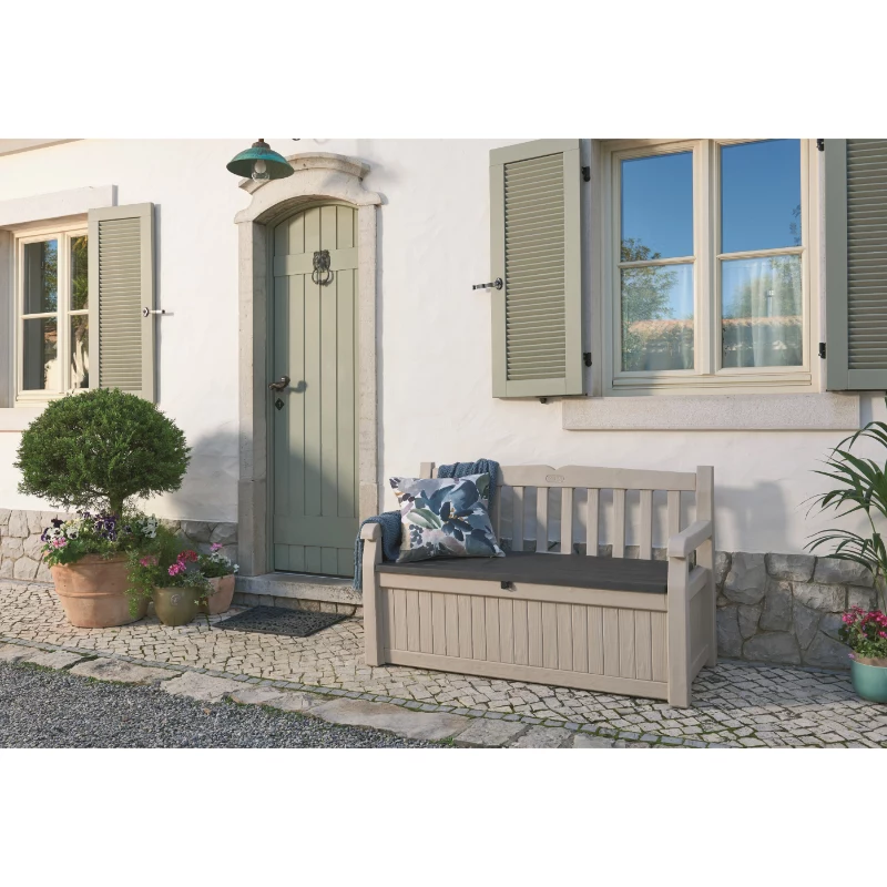 KETER Banco de almacenamiento Eden Banco de jardín 265L beige
