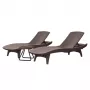 KETER Pacific Conjunto de tumbonas 2 uds. + mesa marrón