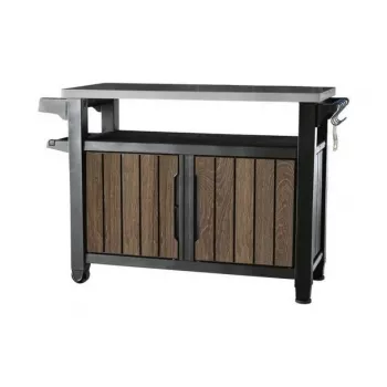 KETER mesa de barbacoa Deco Unity XL 207L tono nogal