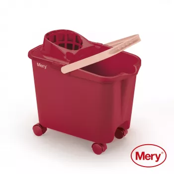 MERY cubo 14L con ruedas de encaje rojo