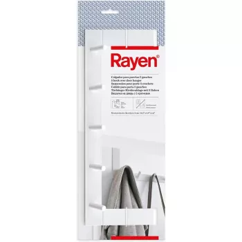 RAYEN Perchero de puerta para colgar / 5 ganchos / blanco