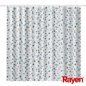 RAYEN Cortina de ducha 180x200cm blanco/azul, poliéster