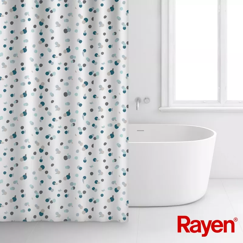 RAYEN Cortina de ducha 180x200cm blanco/azul, poliéster