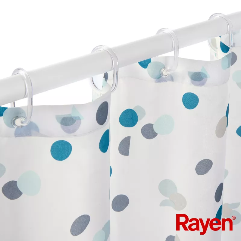 RAYEN Cortina de ducha 180x200cm blanco/azul, poliéster