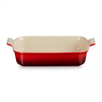LE CREUSET Fuente rectangular para horno Heritage gres 32x24cm / 4L rojo