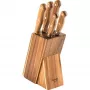 LAMART LT2080 Set de bloque de cuchillos de madera de acacia, 5 cuchillos de acero inoxidable