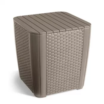 KETER mesa de jardín/caja de almacenamiento Luzon Flat Wicker beige