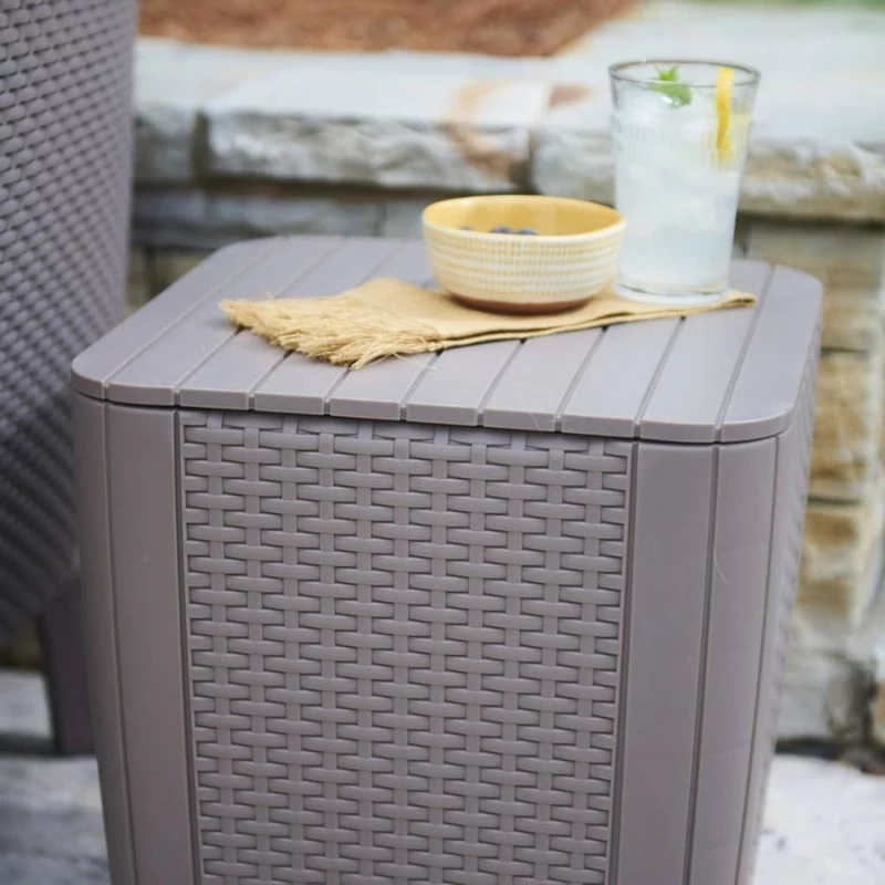 KETER mesa de jardín/caja de almacenamiento Luzon Flat Wicker beige