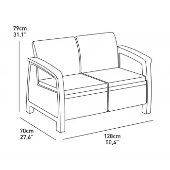 Sofá de jardín doble KETER Corfu Love Seat marrón