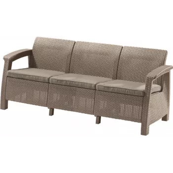 Sofá de jardín KETER Corfu Love Seat Max de tres plazas beige