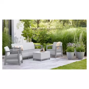 Conjunto de muebles de jardín KETER Scandi Linea conjunto de 3 plazas gris claro/gris acero oscuro