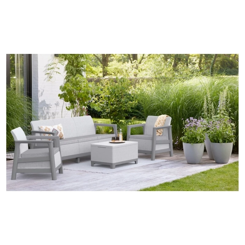 Conjunto de muebles de jardín KETER Scandi Linea conjunto de 3 plazas gris claro/gris acero oscuro