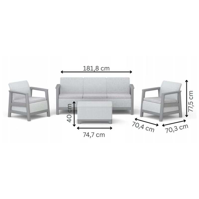 Conjunto de muebles de jardín KETER Scandi Linea conjunto de 3 plazas gris claro/gris acero oscuro