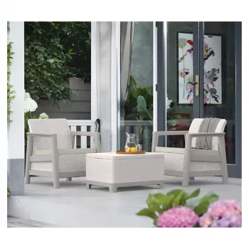 Conjunto de muebles de jardín KETER Scandi Linea conjunto de balcón gris guijarro/beige claro