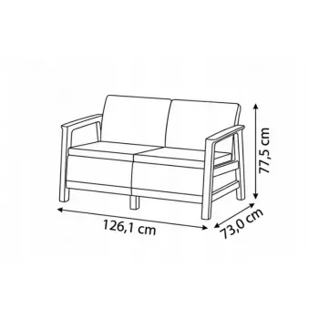 Sofá de jardín KETER Scandi Linea sofá de 2 plazas gris guijarro/beige claro