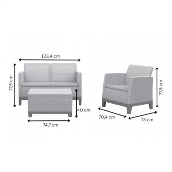 Conjunto de muebles de jardín KETER Scandi Forma conjunto de 2 plazas gris claro/gris acero oscuro