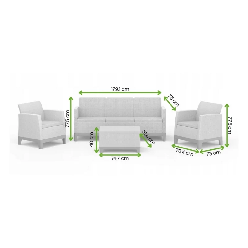 Conjunto de muebles de jardín KETER Scandi Forma conjunto de 3 plazas gris claro/gris acero oscuro