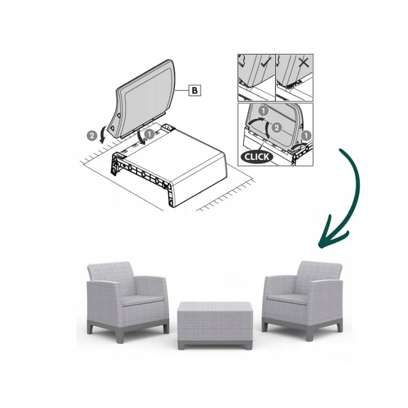 Conjunto de muebles de jardín KETER Scandi Forma conjunto de balcón gris claro/gris acero oscuro