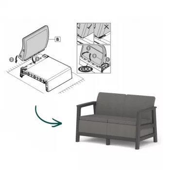 Sofá de jardín KETER Scandi Linea sofá de 2 plazas gris
