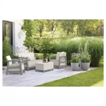 Conjunto de muebles de jardín KETER Scandi Linea conjunto de 2 plazas gris guijarro/verde salvia Steinton