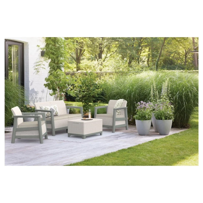 Conjunto de muebles de jardín KETER Scandi Linea conjunto de 2 plazas gris guijarro/verde salvia Steinton