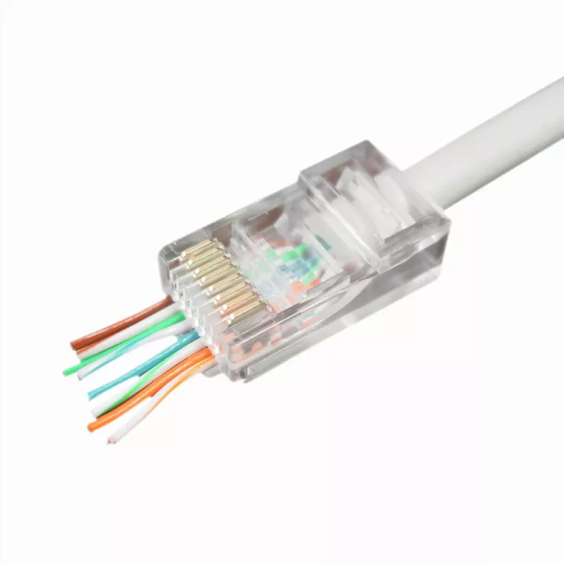 Conector modular pasante universal Gembird Cablexpert UTP 8P8C RJ45, para conductores hasta 24 AWG, 10 unidades por bolsa (LC-PTU-01/10)