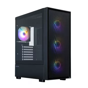 Zalman S6 caja de PC ATX Mid Tower, 3 x 140mm + 1 x 120mm ventiladores RGB fijos, cristal templado, negro