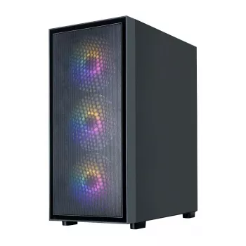 Zalman S6 caja de PC ATX Mid Tower, 3 x 140mm + 1 x 120mm ventiladores RGB fijos, cristal templado, negro
