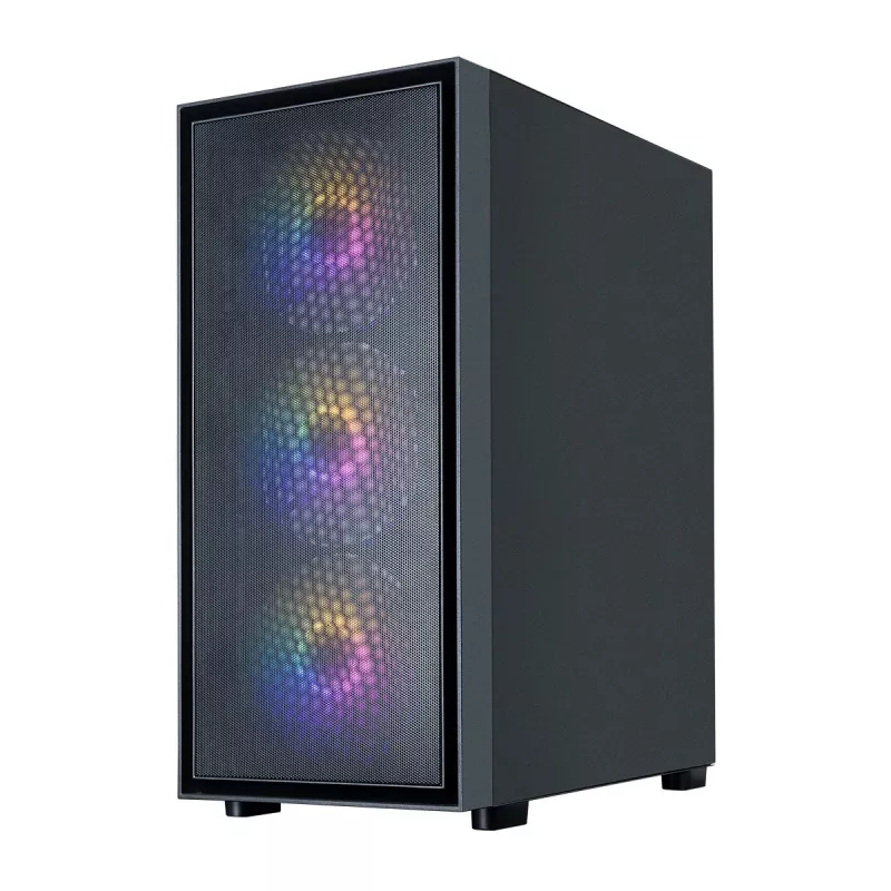 Zalman S6 caja de PC ATX Mid Tower, 3 x 140mm + 1 x 120mm ventiladores RGB fijos, cristal templado, negro