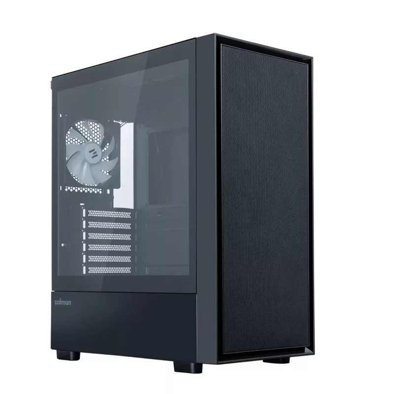 Zalman S6 caja de PC ATX Mid Tower, 3 x 140mm + 1 x 120mm ventiladores RGB fijos, cristal templado, negro