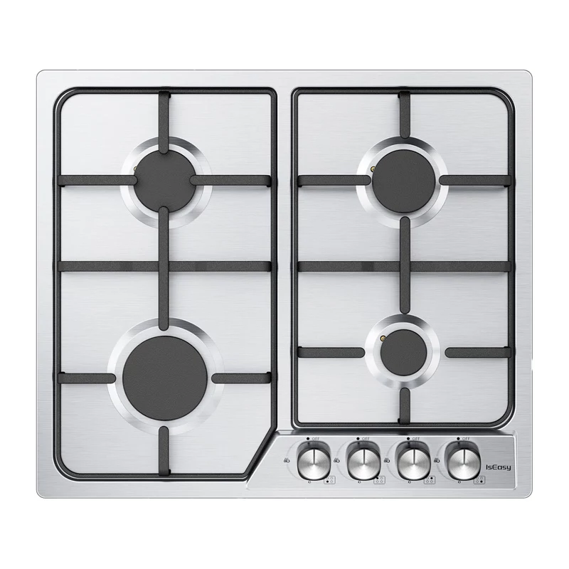 ISEASY MGBG-604C cocina de gas independiente con horno de 65L y grill, acero inoxidable
