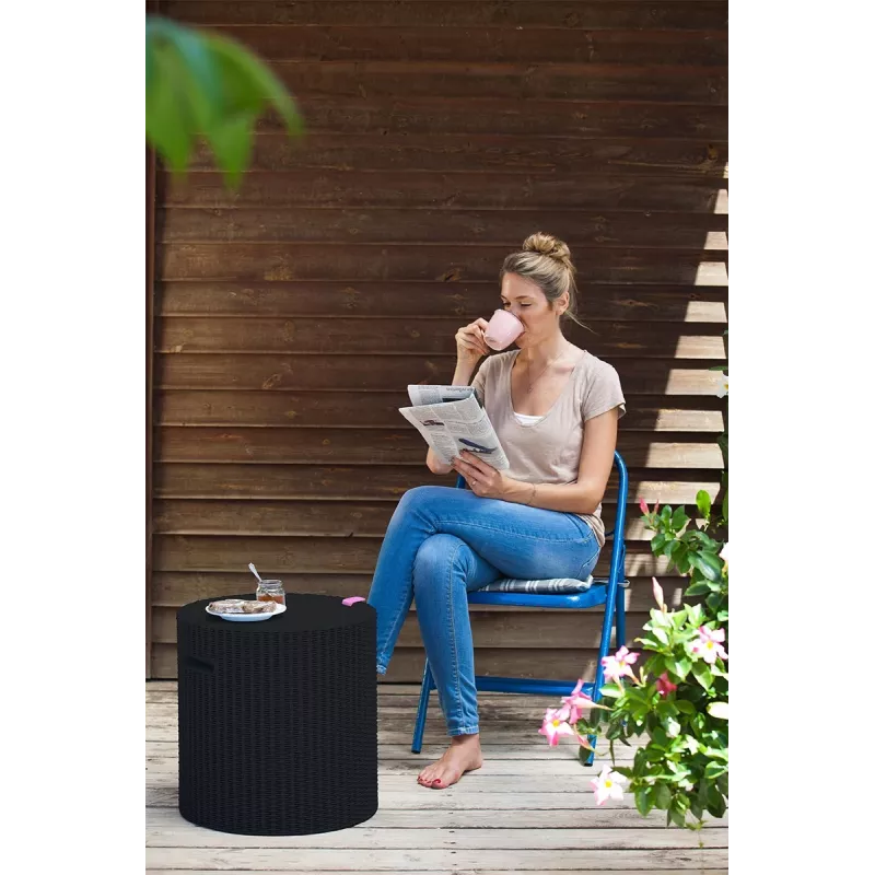KETER mesa de jardín/caja de almacenamiento Cool Stool marrón