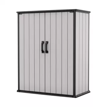 Keter Premier Tall caseta de jardín 29209552 – beige/marrón cobertizo de resina, 1700L, doble pared, con cerradura