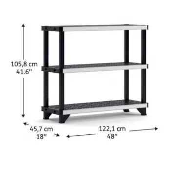 Estantería KETER 3 niveles Fused 122,1x45,7x105,8cm negra