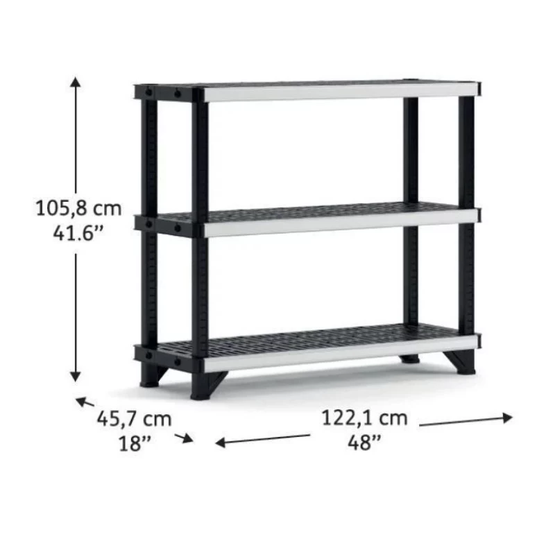 Estantería KETER 3 niveles Fused 122,1x45,7x105,8cm negra