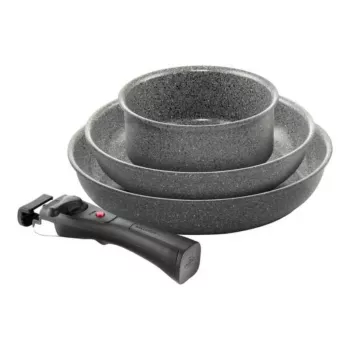 BALLARINI Torre Set de 3 sartenes Ø24cm, Ø28cm y sartén para salsas Ø16cm + 3 mangos desmontables
