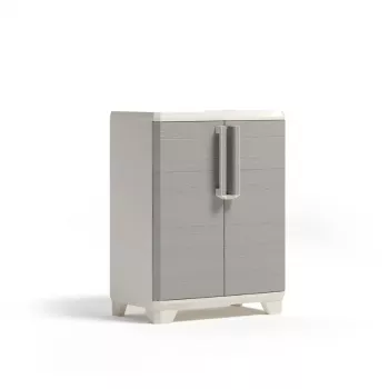 KETER Armario bajo de madera Linear 68x39x90cm beige claro/gris claro