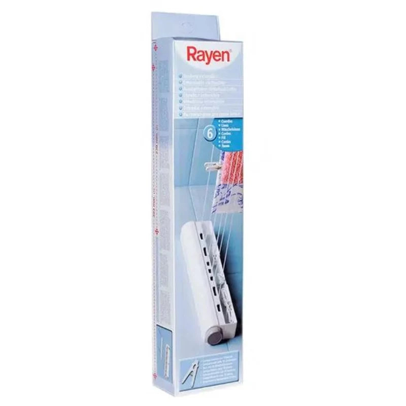 RAYEN Tendedero retráctil 22m con 10 uds. pinzas de ropa