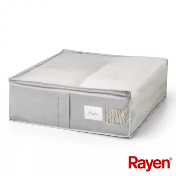 RAYEN Caja de mantas Premium gris 65x55x20cm