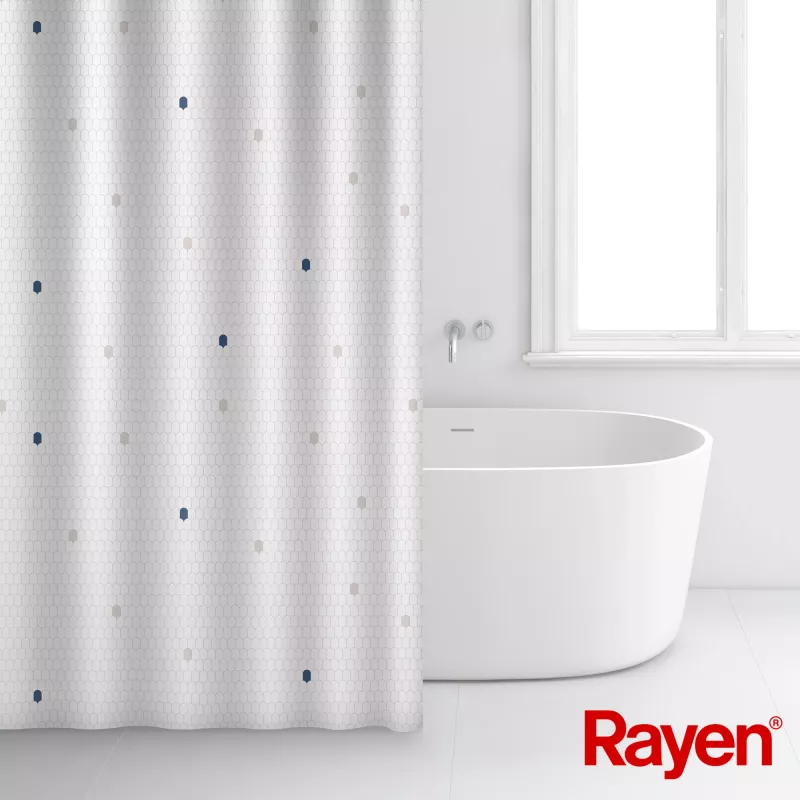 RAYEN Cortina de ducha 180x200cm blanca, poliéster