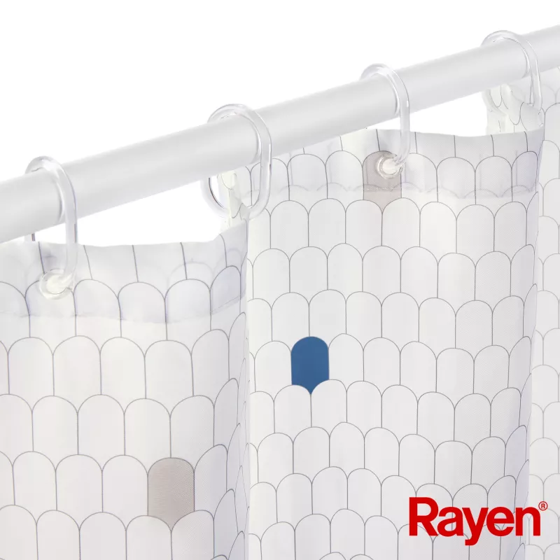 RAYEN Cortina de ducha 180x200cm blanca, poliéster