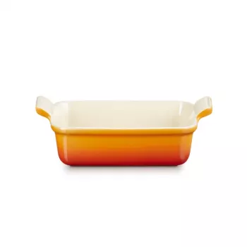 LE CREUSET Fuente rectangular Heritage gres 19x14cm / 1,1L naranja