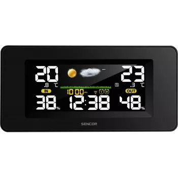 SENCOR SWS 5270 Estación meteorológica con sensor exterior inalámbrico, LCD en color, reloj radiocontrolado