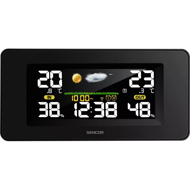 SENCOR SWS 5270 Estación meteorológica con sensor exterior inalámbrico, LCD en color, reloj radiocontrolado