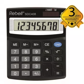 Rebell SDC408 calculadora de sobremesa compacta, 8 dígitos, negra
