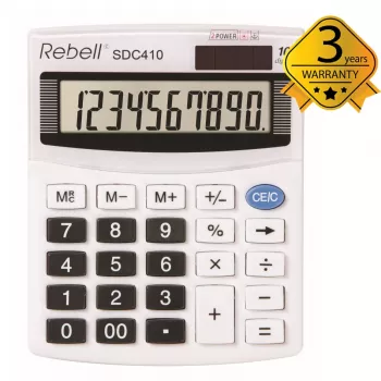REBELL RE-SDC410 BX calculadora de sobremesa compacta, LCD de 10 dígitos, alimentación dual (solar y pila), negra